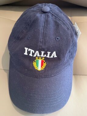 Italia Embroidered Baseball Cap Navy | Italy Crest Adjustable Hat